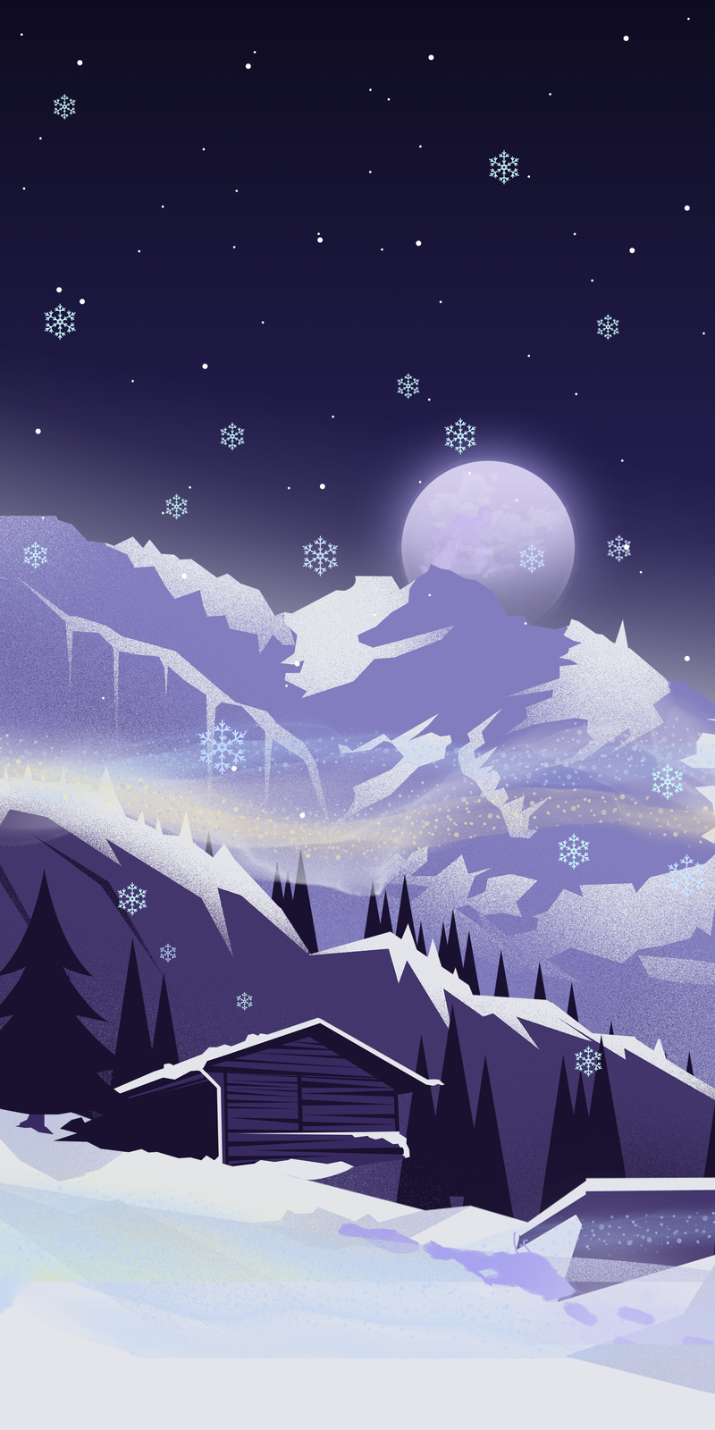 papel de parede roxo do iphone da montanha de neve