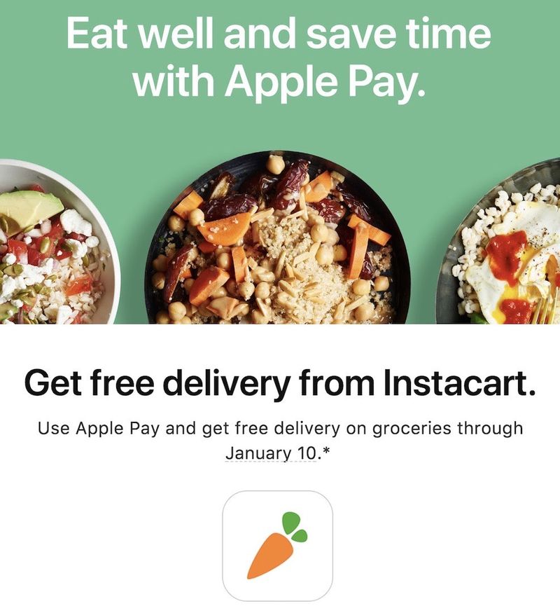 Apple Pay oferece frete grátis via Instacart